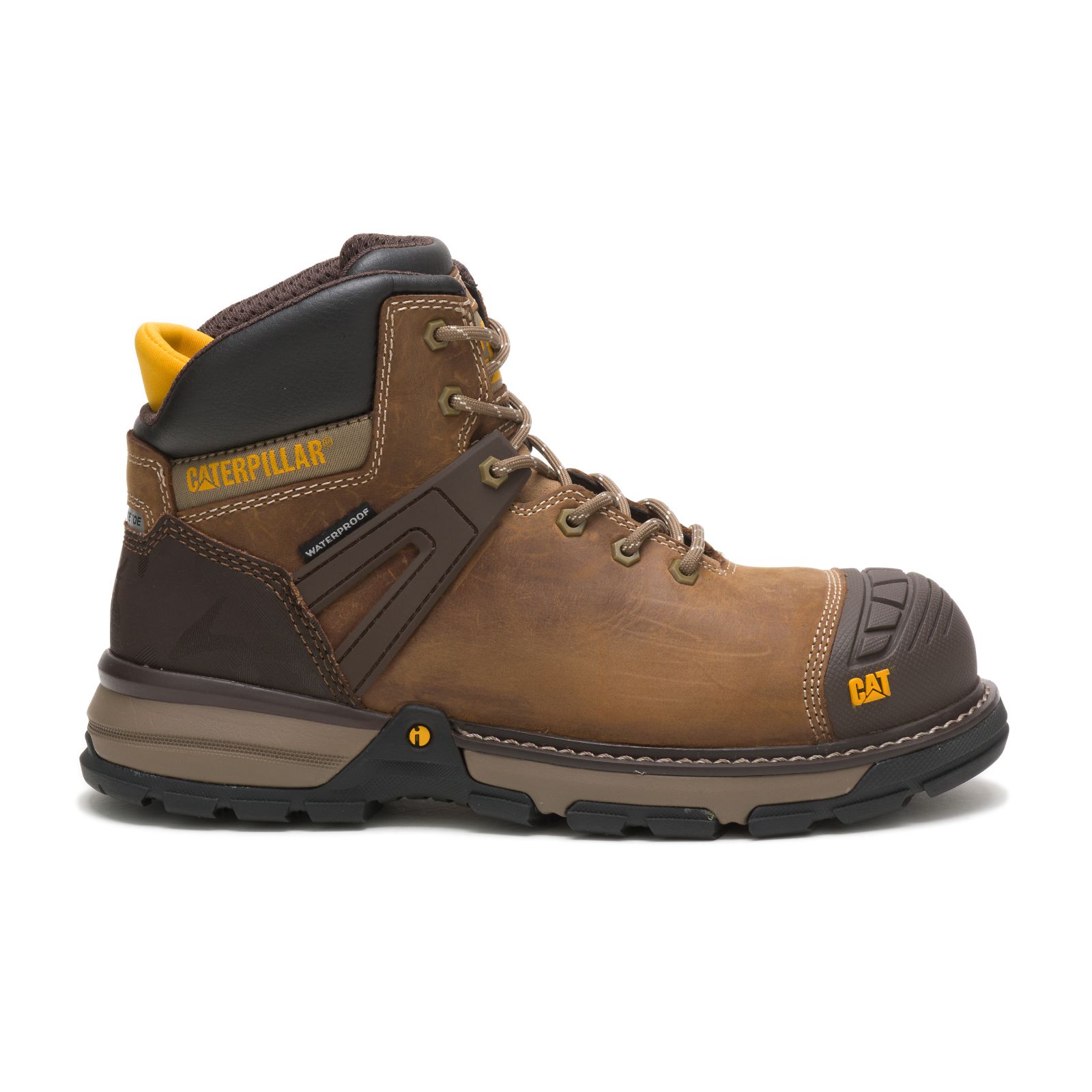 Men's Caterpillar Excavator Superlite Waterproof Nano Toe Work Boots Brown/Black Ireland VTEX32497